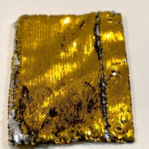 Sequin zip up bag, makeup pouch, gold & silver flip sequins